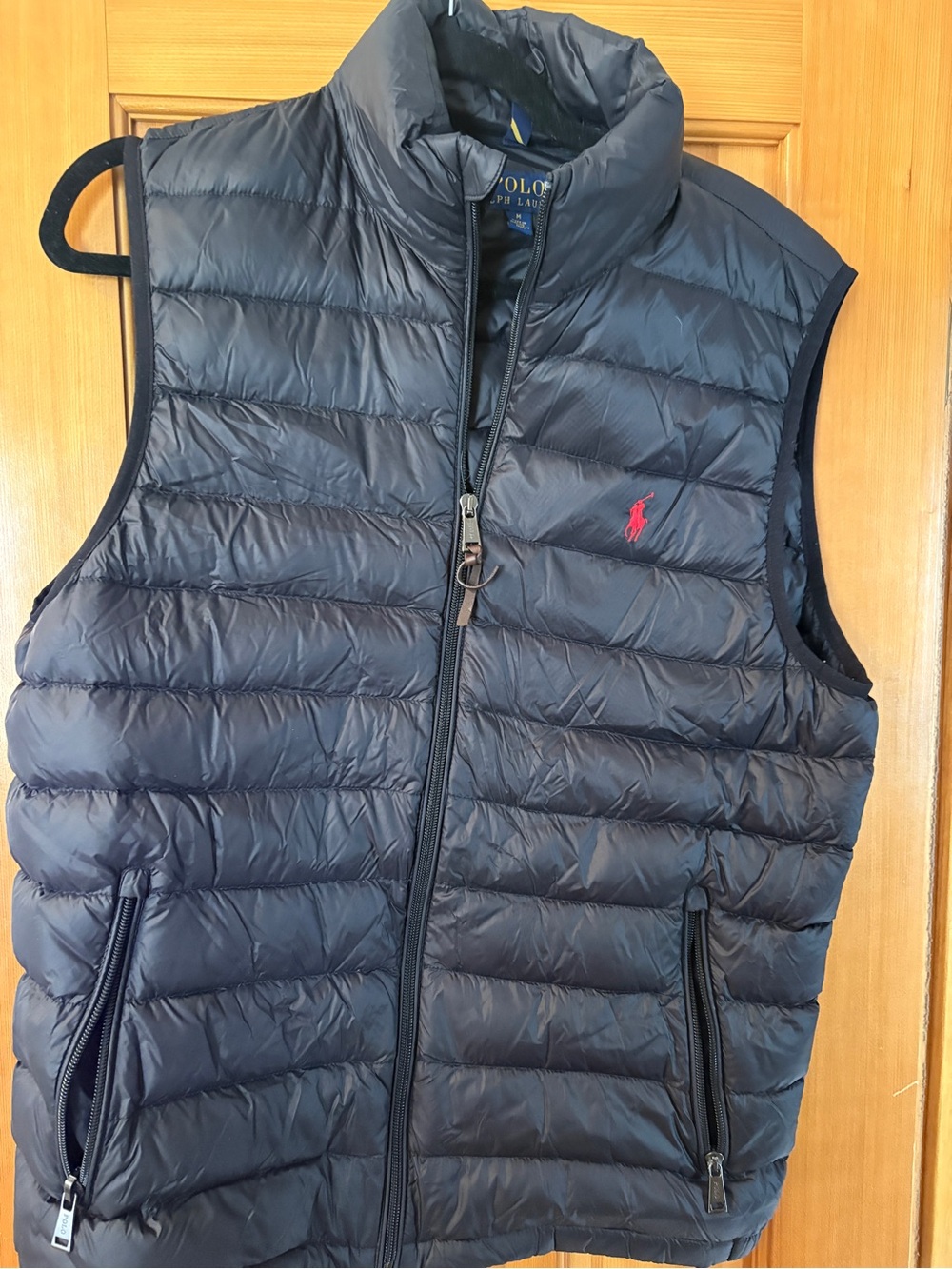 Polo by Ralph Lauren Navy Quilted Puffer Vest with Yellow Logo Tag
